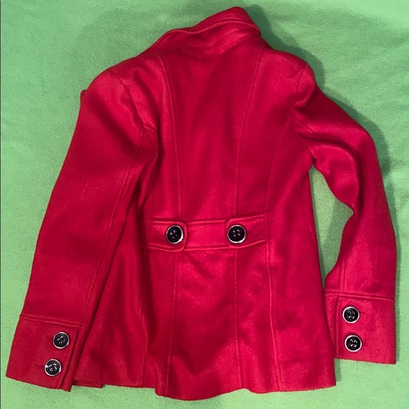 Women’s Red Pea Coat - Picture 8 of 9